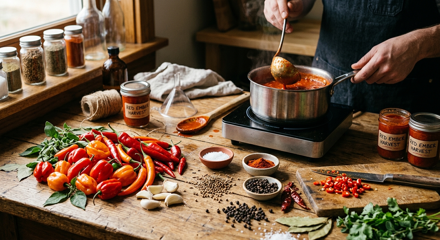 Fresh peppers and ingredients used in Smokin' Beaver sauces